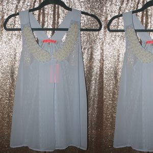 Modcloth Pearl-Collared Sheer Periwinkle Top